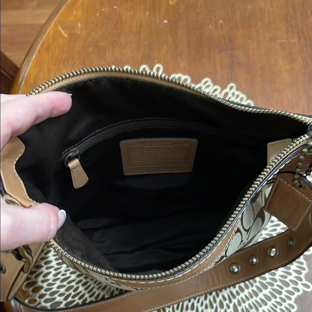 Coach Brown and Tan Crossbody Bag with Signature Style - Picture 9 of 11